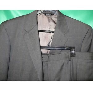 Jos. A. Bank Signature 2-Pc Brown Glen Plaid 100% Wool Suit 2 Button 46R/41x31.5